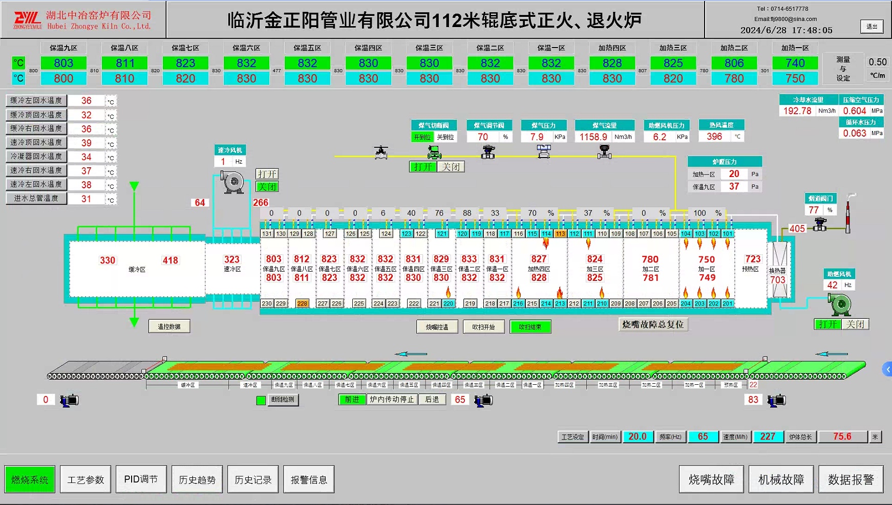 金正陽112m輥底式正火、退火爐控制系統(tǒng)